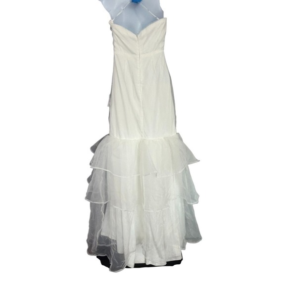 Lulus White Strapless Mermaid Wedding/Formal Dress Tiered Ruffle Gown Small NWT - Picture 5 of 15
